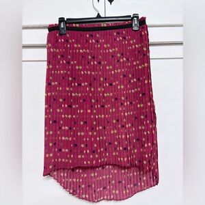 Pleated Polka Dot Midi Skirt in Berry